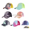 Bonnet / Skull Caps 50 Styles Criss Cross Messy Bun Chapeaux Tournesol Lavé Coton Snapback Casual Été Tie-Dye Chapeau En Plein Air Pour Femmes Moi Dh4Li