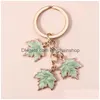 Keychains Lanyards 2st Ny Fashion Maple Leaf Neychain Emamel Plant Key Rings for Women Men Hängen Hantverk Tillbehör R231005 DR DHZFP