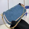 Blå denim blixtlås plånbok korthållare plånbok kvinnor Victorine plånbok byter väska kreditkort paket mini väska bärbara väskor lyx toppkvalitet