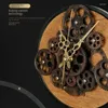 Relógios de parede Grande Engrenagem Relógio Vintage Madeira Silenciosa Arte Decoração Decoração de Casa Relógio Criativo Sala de Estar