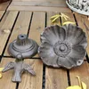Decorative Figurines American Country Style Bird Around Circle Flower Footed Design Cast Iron Metal Feeder Bowl Tray