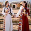 Kvinnor dagliga höst- och vinterkinesiska mantel förbättrad stil Han Elements tibetanska kläder Etnisk stil Han kläder Dance Costumes H5nm#