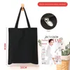 Shopping Bags Thickened Black Portable Blank Canvas Bag With Zipper Spot Student Wholesale Printed Pattern Tote