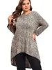 plus Size Lg Sleeve All Seas Casual Tunic Tops Women Champagne Loose Fit O-Neck Leopard Blouse Female Large Size T-shirt 8XL j1bO#