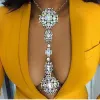 Kettingen Girlgo lange ketting diy boho mode ketting ketting ketting statement strass pendant maxi collier hot sieraden voor vrouwen cadeau