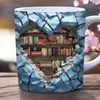 Mokken 3D boekenplank koffiemok keramiek en theekop elegante drank met nieuw ontwerp voor lezers dames heren