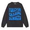 Casual plus size Women's Pullovers Forever Chasing Sunsets Letter Pattern Printing Hooded Crewneck Sweatshirts Warm Fleece Tops M5ge#