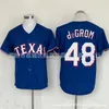 Camisa de beisebol MLB Rangers # 48 Degrom bordado beisebol