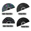 Decorative Figurines Reflective Rainbow Holographic Large Rave Folding Hand Fan Clack For Festivals And Performances Lightweight Durable