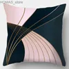 Kudde Abstract Geometry Pink Line Leaf Decoration Case 45x45cm Enkel bekväm soffstol Kudde Cover Home Decor Y240401