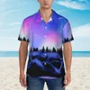 Men's Casual Shirts Mountains Galaxy Vacation Shirt Northern Dreamy Lights Hawaiian Men Trendy Blouses Short Sleeve Breathable Clothes