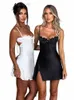 Dulzura Sexy Y2K Kleidung Sleevel Backl Seite Schlitz Bodyc Mini Dres Für Frauen 2023 Club Geburtstag Party Elegante Outfits s6k9 #