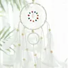 Dekoratif Figürinler Yatak Odası Dekor Dream Catchers Boho Catcher El Yapımı Tüyü Işıklarla Ev Hediyeleri Arkadaşlar İçin Duvar