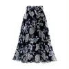 2023 Summer Print Floral kjolar för kvinnor Casual Loose Elastic midja plus storlek kjolbälte a-line chiff strand saias midi femme q8ds#
