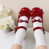 Casual Shoes Sweet Lolita Women's Round Toe Square Heel Low Japanese All-Match Bow Ankel-rem Buckle