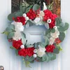 Flores decorativas ao ar livre grinalda de inverno fresco branco e vermelho flor guirlanda porta pendurado festival simulação janela morta ventosas