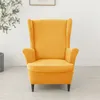 Cadeira cobre macio veludo asa capa estiramento elástico wingback sofá cor sólida poltrona slipcovers com almofada de assento