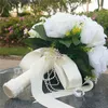 Bridal Bridesmeisje Wedding Bouquet White Silk frs Roses Artificial Bride Boutniere Mariage Bouquet Wedding