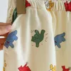 Odzież domowa jesień i zimowa bawełna szczotkowana damska okrągła szyja kreskówka małe zwierzęta drukowane miękkie ciepłe piżamę dla kobiet
