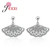 Stud Earrings Trendy High Quality Fan Shape For Lover Anniversary Dance Party Jewelry 925 Sterling Silver Clear CZ