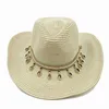 Large bord chapeaux seau chapeau de cowboy évider jazz paille été pêche en plein air pare-soleil plage H240330