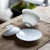 Set di articoli da tè in porcellana di guscio d'uovo fatti a mano in ceramica Venti Tea Sancai Ciotole Ciotole Sopera De Ceramica Gaiwan Set di ceramica grossolana