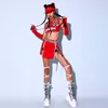 2024 estilo chinês vermelho kpop gogo outfits trajes de dança jazz para mulheres boate bar dj desempenho palco rave roupas dn13754 j85p #