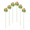 Fiori decorativi 6 pezzi Simulazione di matrimonio Anthurium Andraeanum Stampaggio ad iniezione artificiale Pianta finta per la casa Adorna