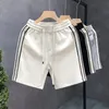 Summer Thin Male Basketball Stripe Patchwork Color Training Casual Shorts Loose Straight Comfort Drawstring Beach Short 240323