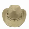 Large bord chapeaux seau chapeau de cowboy évider jazz paille été pêche en plein air pare-soleil plage H240330