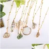 Pendant Necklaces Isang New Fashion Gold Plated Seashell Conch Necklace American European 18K Chain Summer Beach Jewellry Drop Deliver Dhq83