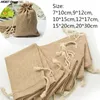 Gift Wrap 6 Sizes Linen Jute Drawstring Bags Burlap Sacks Party Favors Packaging Bag Wedding Candy Supplies