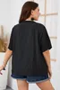 Camicetta taglie forti da donna Top Stampa a righe Cuciture T-shirt casual Girocollo con intaglio Maniche corte T-shirt estiva Panno oversize x7RO #