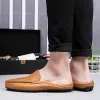 Buty męskie buty skórzane oddychające letnie bogi butów mężczyzn swobodny moccasins Flats Man's Black Camel Slipon buty do jazdy