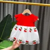 Baby Girls Summer Sukienka z krótkim rękawem Patchwork Hafloidery Fashion za 03 lata 240325