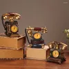 Table Clocks Retro Telephone Models Ornaments Creativity Study Cafes Restaurant Resin Clock Home Decorations