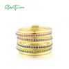 Anneaux de cluster SANTUZZA Real 925 Sterling Silver Layer Bague pour femmes Coloré Gemstone Jaune Gold Plaqué Mariage Anniversaire Fine Bijoux