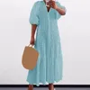 Casual Dresses Lady Long Dress Women V-Neck Elegant Plus Size Maxi With Ruffle Detail Design för Summer Beach A-Line