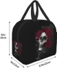 gothic Rose Skull Insulated Lunch Box Reusable Cooler Tote Bag Waterproof Lunch Holder Gift for Women & Men Work Picnic Travel J3Xc#
