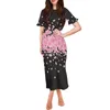 Robes de soirée Éléments floraux Cerise Dlossom Imprimer Été Style Polynésien Robe Lotus Manches Courtes Mode Femme