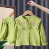 Camicie per ragazze Camicette principessa in pizzo Primavera Autunno Camicie a maniche lunghe per bambini Moda Abbigliamento per bambini Camicie per bambini 240326