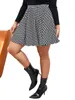 Plus rozmiar seksowny letni druk Houndstooth Mini spódnica Kobiety Czarno-biała elastyczna talia A-line Flare Spódnica Duża rozmiar 6xl 7xl D3Y9#