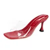 Pantofole Da Donna Primavera Estate 2024 Tacco Medio In Pelle Tinta Unita Sottile Stile Semplice Con