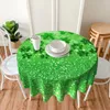 Скатерть зеленая с блестками ирландский трилистник клевер круглая полиэстеровая кухонная скатерть декоративная элегантная крышка