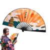 Dekorativa figurer Vintage Silk Folding Fan Retro Chinese Bamboo Handheld Fans Dance Hand Home Wall Decoration Ornamentes Crafts