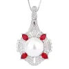 Ensemble 14 mm blanc Big Pearl Retro's Retro Ruby Ruby Emerald Stone Ring Collier Set Envoyer un cadeau d'anniversaire de mariage maman GiftShipping Wholesale