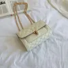 Bolsa feminina Coreana Versi do Fi Estilo Ocidental Lingge Cadeia Bolsa de Ombro Pequena Fragrância Estilo Textura Homens g2mO #