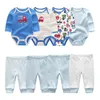 Katoen 68 STKS geboren Baby Boy Kleding 012 M Herfst Bodybroek Jongens Kleding Sets Volledige Mouw Meisje 240327