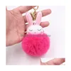 Keychains & Lanyards 25 Colors Imitation Rabbit Hair Keychain Pattern Pompom Cute Car Key Ring Pendant For Womens Schoolbag Student P Dhdf4