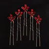 5pcs Red Sier Rhineste Bridal Hair Pins Handmade Headpiece for Women Green Blue Wedding Accories Headdr Party Tiaras y7s8#